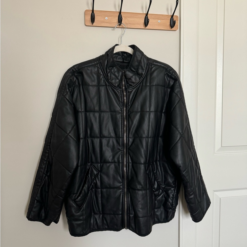We The Free Vegan Leather Jacket Black Size M